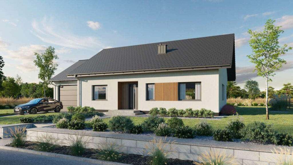 projekt domu parterowego 108m2 z garażem