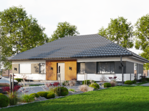 Projekt domu parterowego 100m2 z dachem czterospadowym