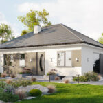 Projekt domu parterowego 76m2 wizualizacja elewacji frontowej