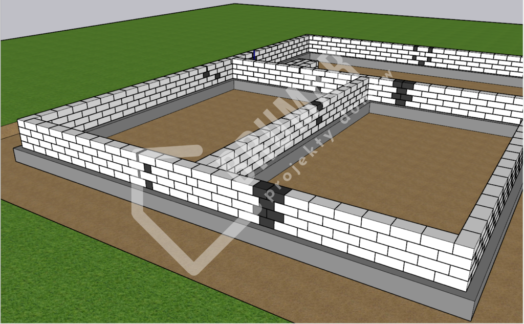 układ bloczków fundamentowych projekt domu 94m2