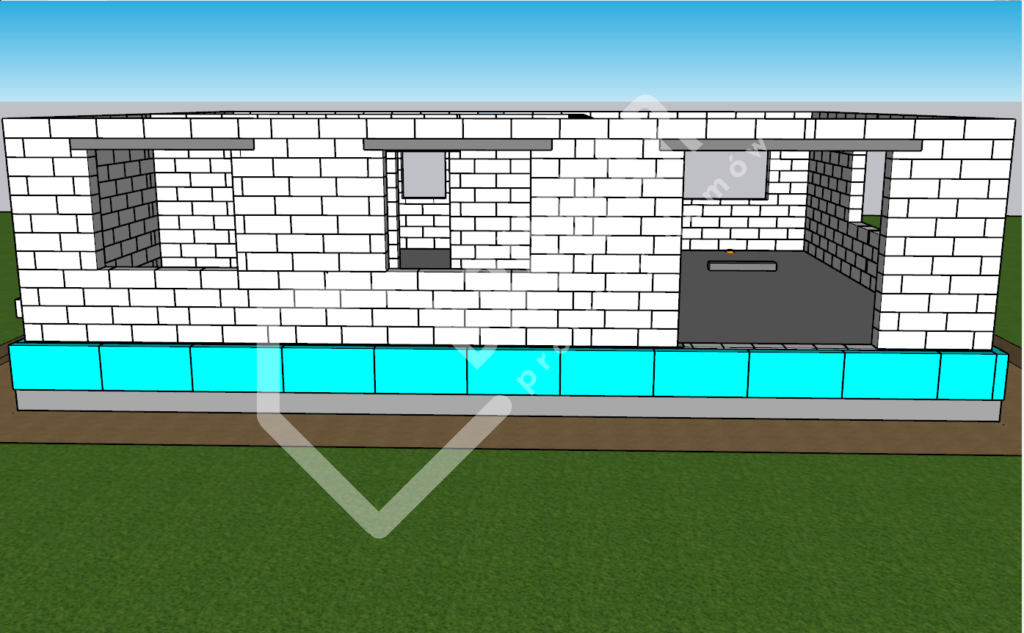 projekt domu 94m2 ściany parteru elewacja tylna