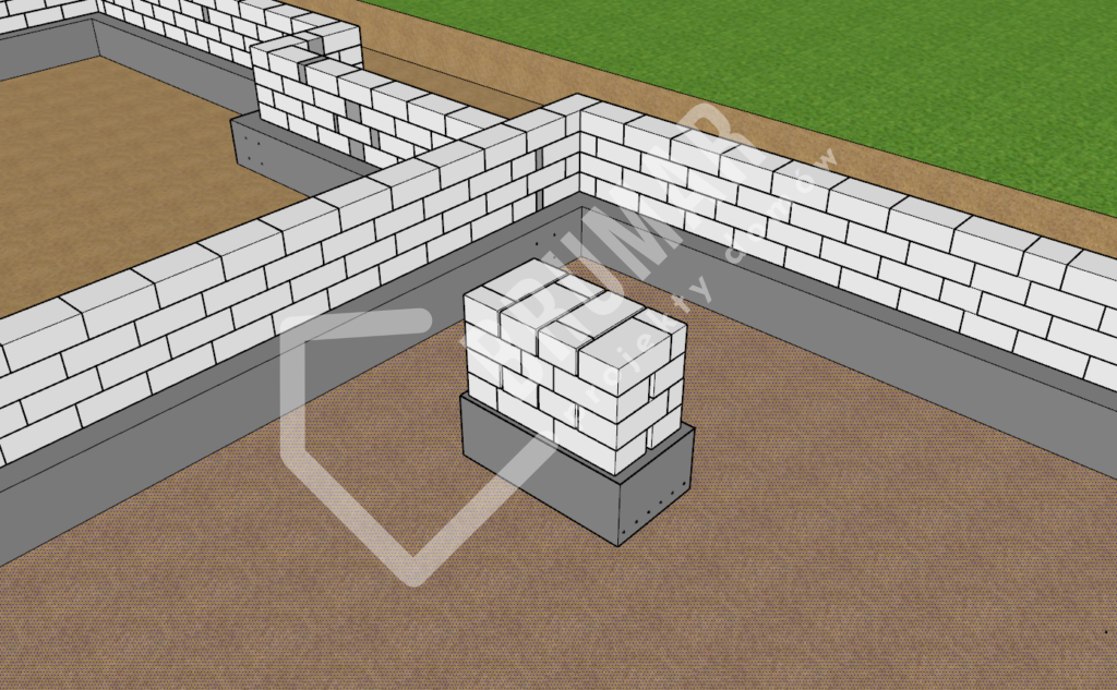 Stopa kominowa z bloczków betonowych projekt domu 108m2