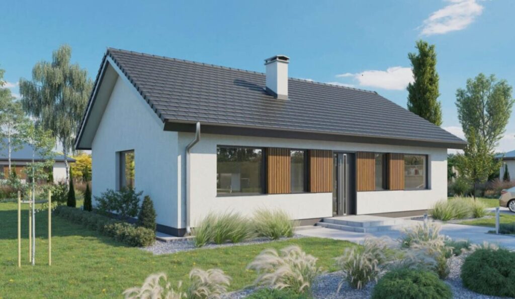 dom 100m2 dach dwuspadowy tani projekt