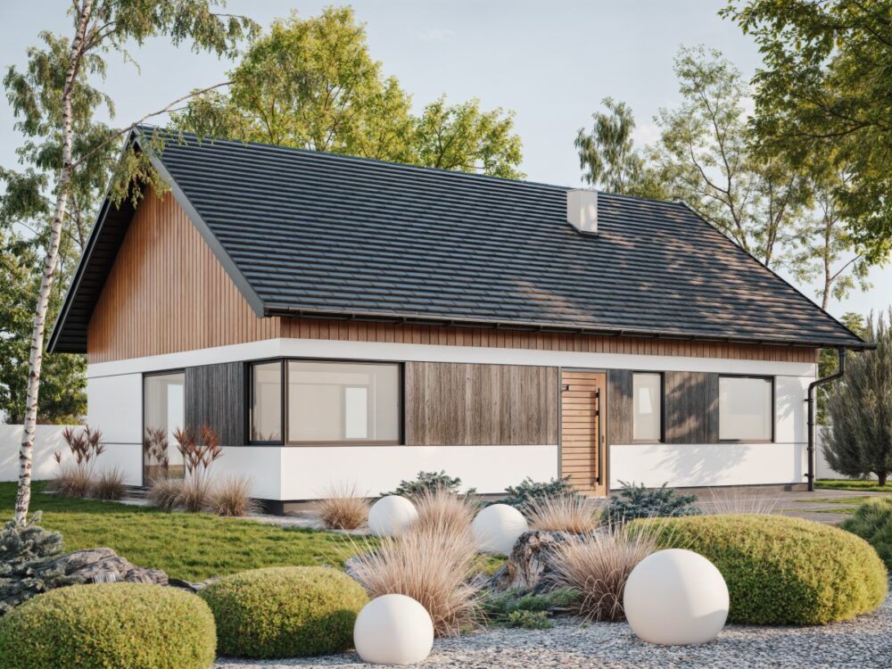 Projekt domu parterowego z oknem narożnym w kuchni